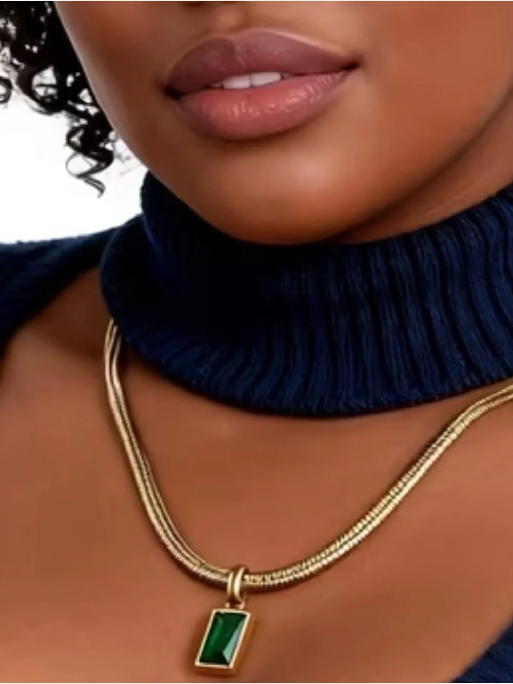 3pcs snake bone square Pendant Necklace Earrings Set-Anti-Allergy Material